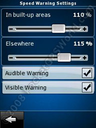 Speed Warning Settings