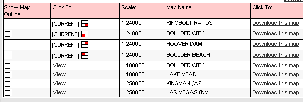 The Maptech outdoor navigator chart selection panel.