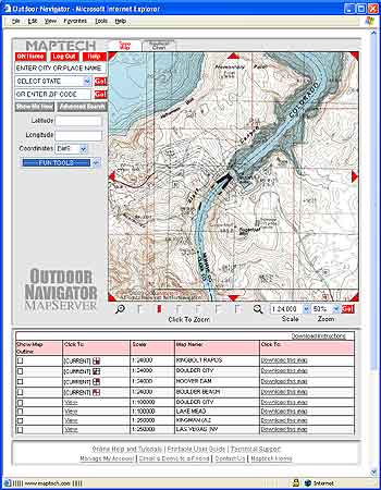 The Maptech mapserver for outdoor navigator gps ready maps and charts