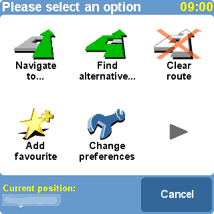 TomTom navigator for Palm application options