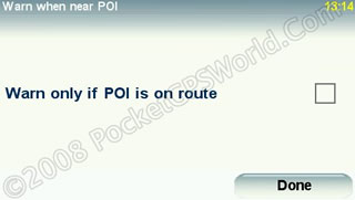 wWarn only if POI is on route